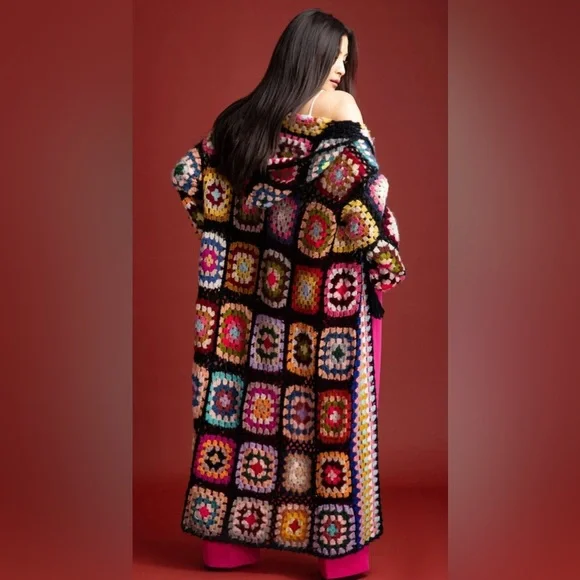 ♥️ 2X HOST PICK ♥️ SAACHI granny square duster with hood S/M - Picture 4 of 8